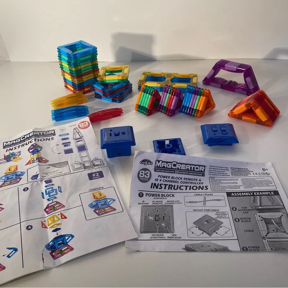 Magformers Magnetic Tileblox Building Set, Instructions & Untested Power Block
